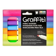 Marvy Uchida Neon Graffiti Fabric Marker Set - 6 Permanent Vibrant Colors