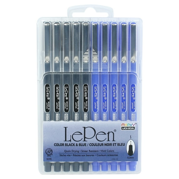Marvy Uchida Le Pen Black and Blue Set