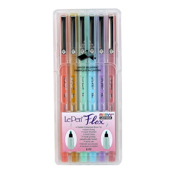 Marvy Uchida LePen Flex Markers - Pastels, Set of 6