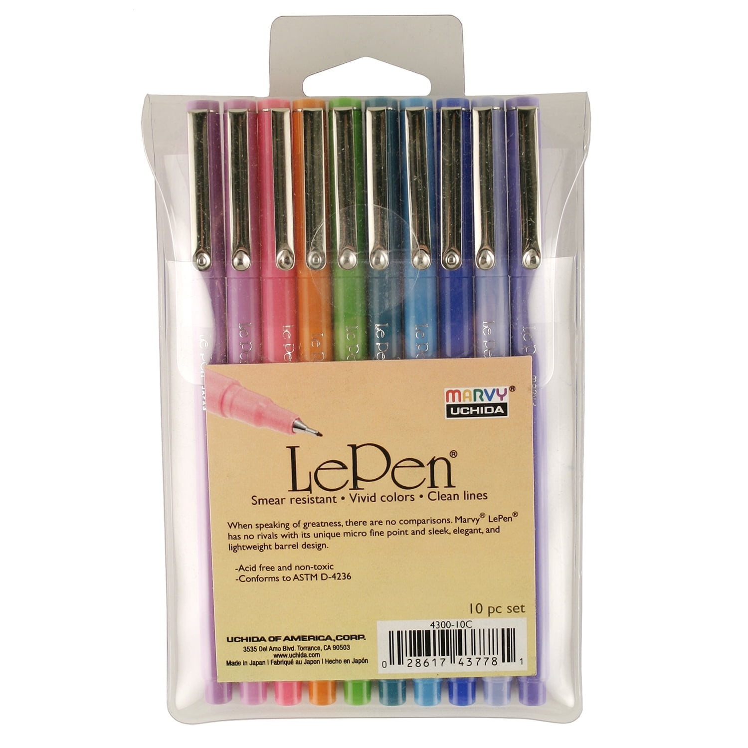 Marvy Uchida 4300-10B 10-Piece Le Pen Set, 0.3 mm Micro Fine Tip, Draw –  Value Products Global