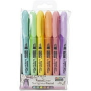 Marvy Uchida Pastel Liner 3-Way Chisel Tip Highlighters Set, 6 Assorted Colors
