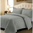 thumbnail image 1 of Marwah Corporation Brisbane Solid Oversized Quilt Set Silver Grey Queen Adult Solid Color, Geometric 3 Piece, 1 of 5