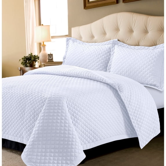 Marwah Corporation Brisbane Solid Oversized Quilt Set White Twin Teen & Dorm Solid Color, Geometric 2 Piece
