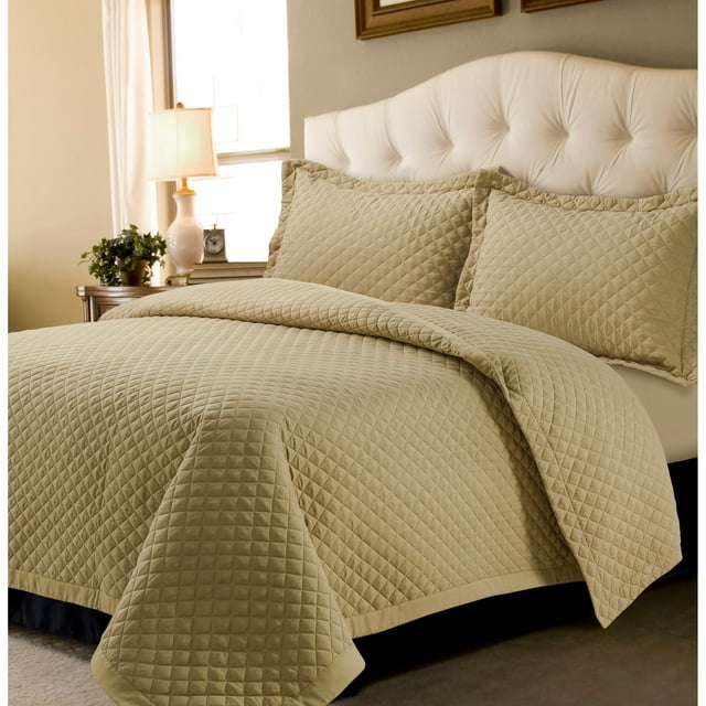 Marwah Corporation Brisbane Solid Oversized Quilt Set cashmere Twin Teen & Dorm Solid Color 2 Piece