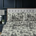 thumbnail image 1 of Marwah Corporation Heavyweight 200GSM Cotton Flannel Printed Extra Deep Pocket Sheet Set deer toile charcoal Cal King Adult Flannel Toile French, 1 of 5