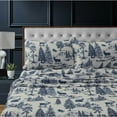 thumbnail image 1 of Marwah Corporation Heavyweight 200GSM Cotton Flannel Printed Extra Deep Pocket Sheet Set deer toile navy Cal King Adult Flannel Toile French Country, 1 of 5