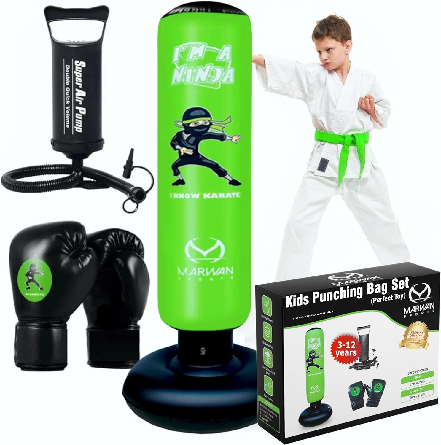Marwan Sports Punching Bag for Kids/ Inflatable Kids Boxing Bag Set