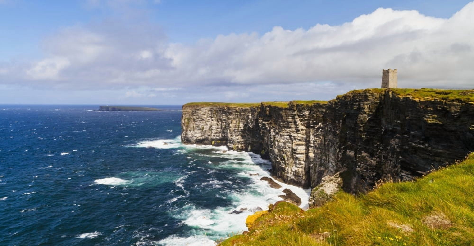 Marwick Head RSPB Nature Reserve Kitcheners Monument Orkney Scotland Canvas Art - Kav Dadfar Design Pics (42 x 22)