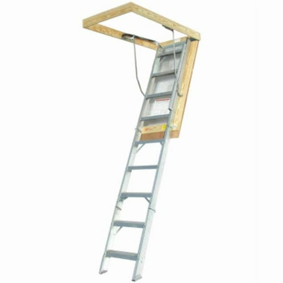 Marwin 100029 10 ft. Folding Attic Stairway Ladder, Aluminum - R-5 Door - 30 x 54 in. Opening
