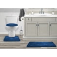 thumbnail image 1 of Mary 3 Piece Bathroom Rug Set, Luxury Soft Plush Shaggy Thick Fluffy Microfiber Bath Mat, Countour Rug, Toilet Seat Lid Cover, Non-slip Rubber Back, Floor Mats Water Absorbent, Navy, 1 of 5