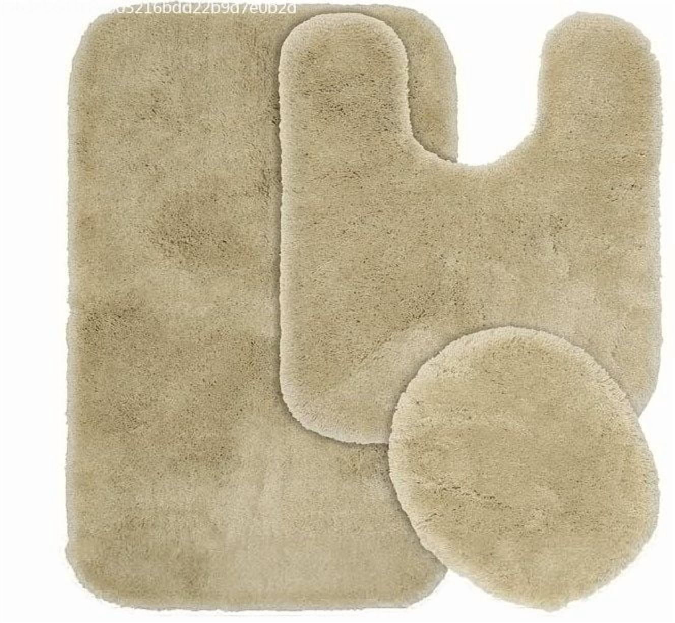 Mary 3 Piece Bathroom Rug Set, Luxury Soft Plush Shaggy Thick Fluffy Microfiber Bath Mat, Countour Rug, Toilet Seat Lid Cover, Non-slip Rubber Back, Floor Mats Water Absorbent, Turquoise
