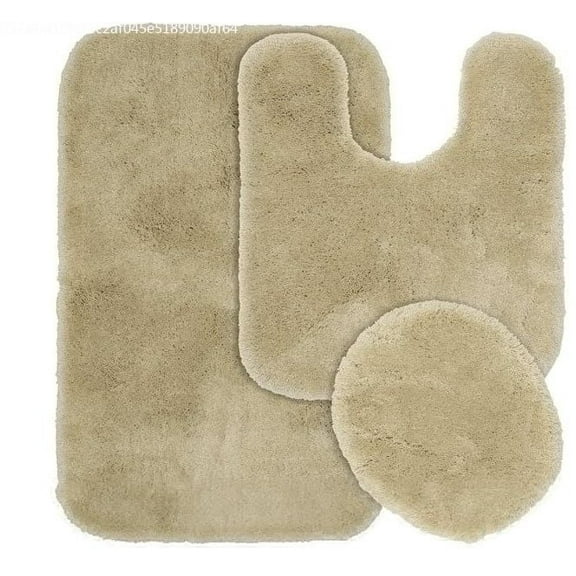 Mary 3 Piece Bathroom Rug Set, Luxury Soft Plush Shaggy Thick Fluffy Microfiber Bath Mat, Countour Rug, Toilet Seat Lid Cover, Non-slip Rubber Back, Floor Mats Water Absorbent, Burgundy
