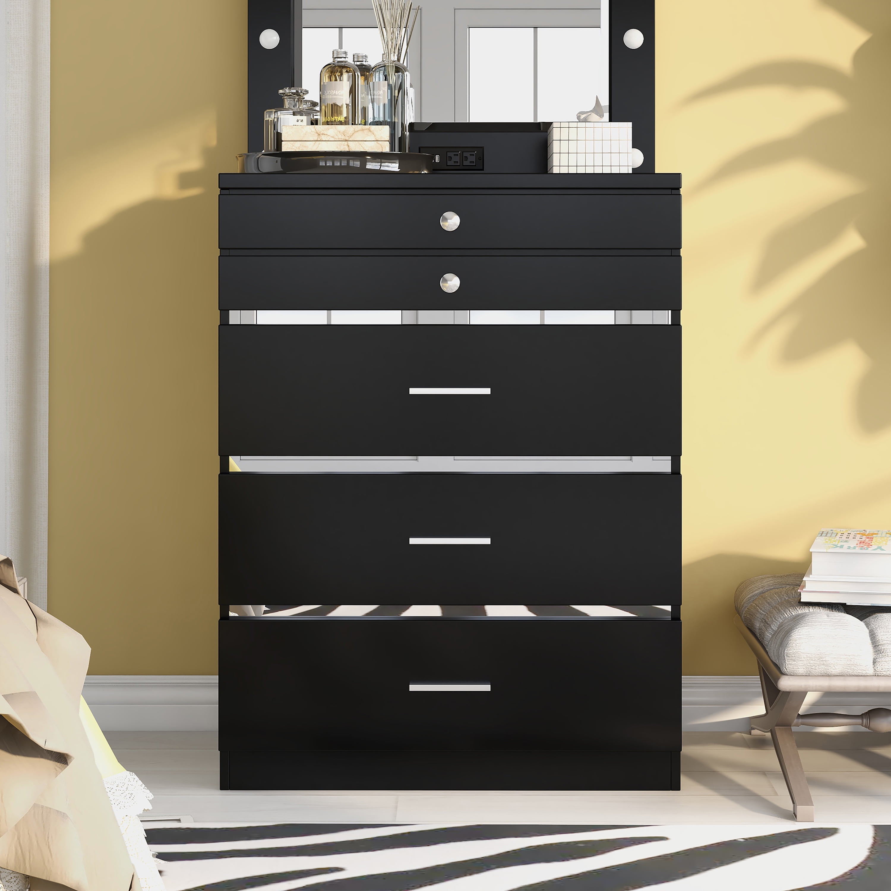 Black High Gloss Drawer Chest Black High Gloss Drawer Chest