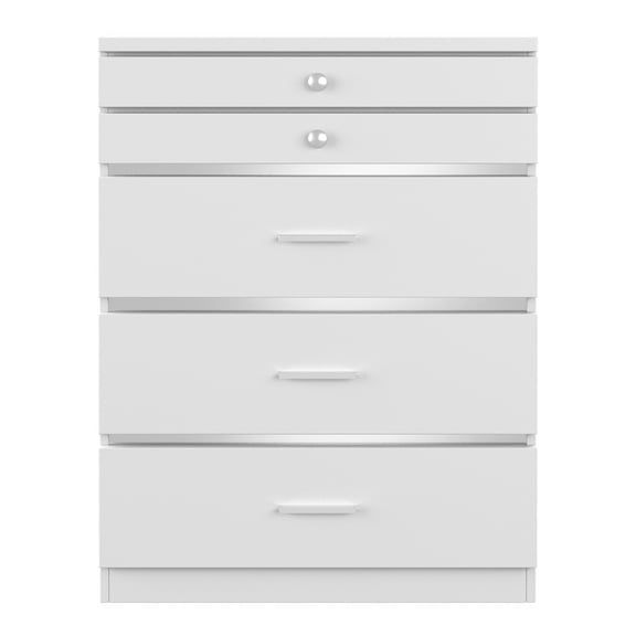 Mary 5-Drawer Wood Vanity Chest, High Gloss White