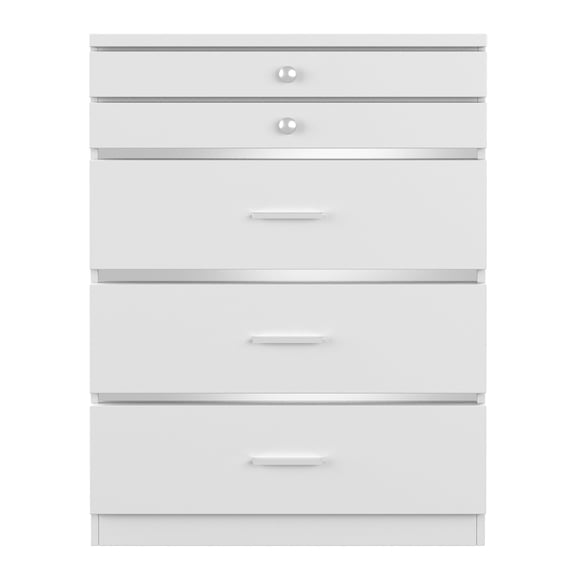 Mary 5-Drawer Wood Vanity Chest, High Gloss White
