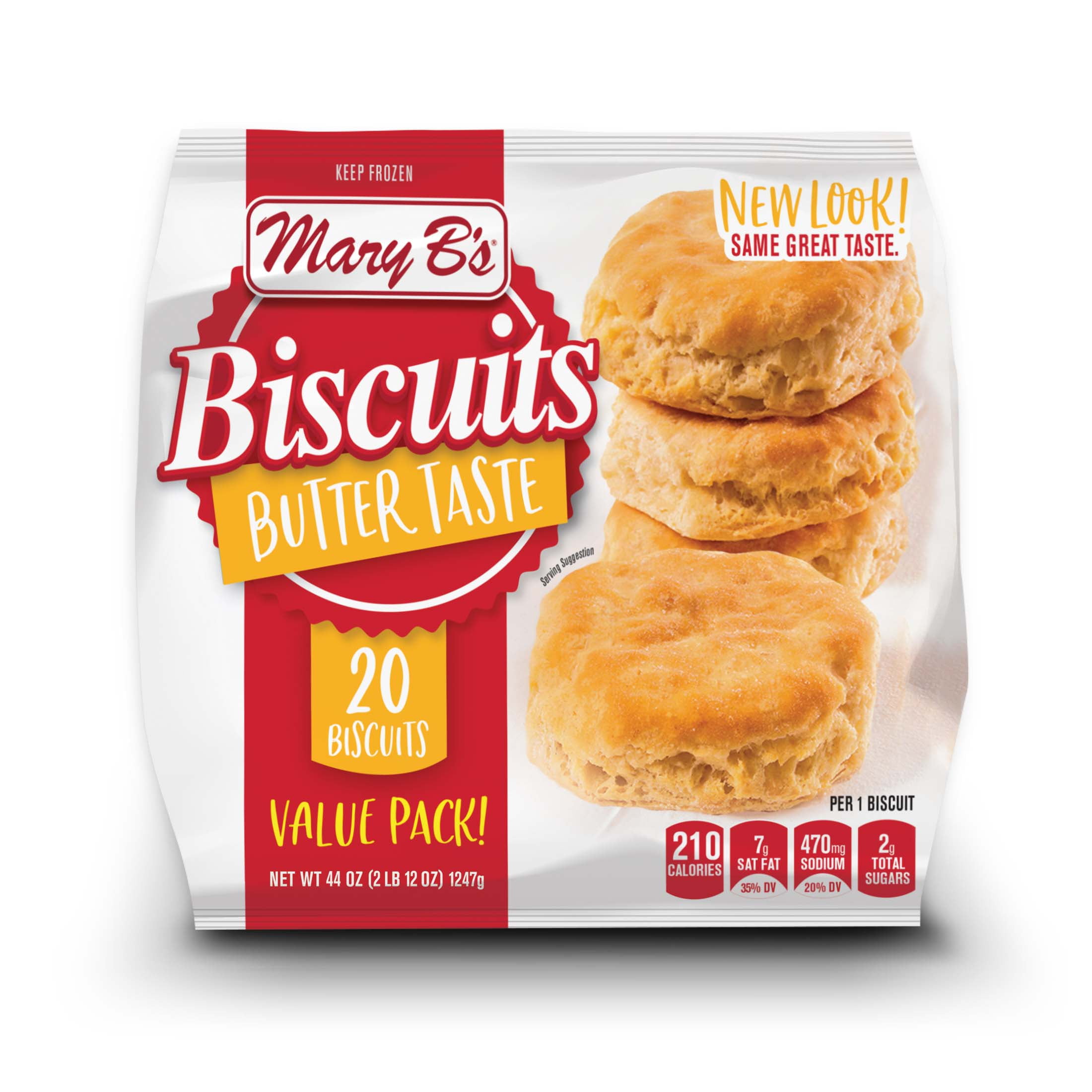 Mary B's Butter Taste Biscuits, Value Pack, 44oz, 20 Count (Frozen)