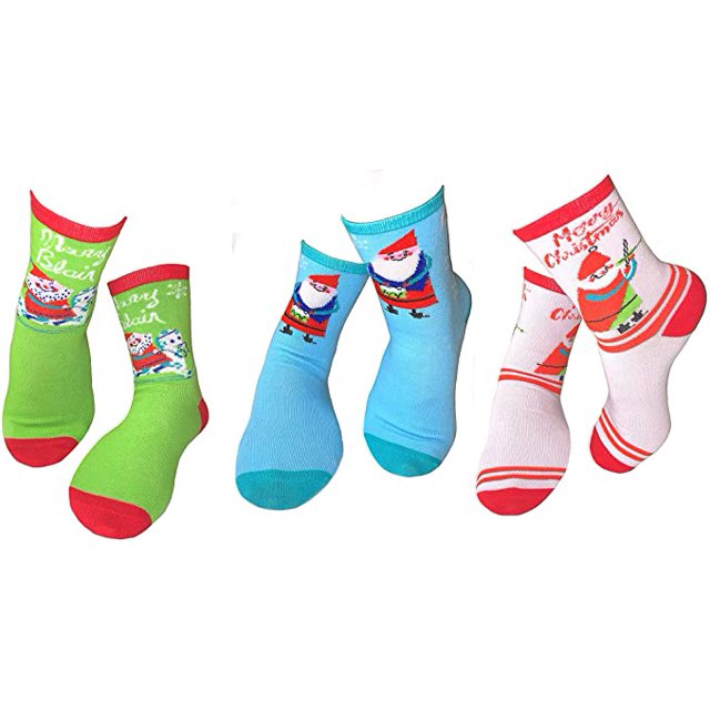 Mary Blair Kids' Girls Christmas Cotton 3Pair Crew Socks Colorful
