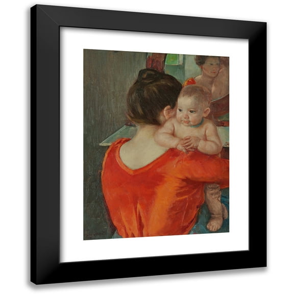 Mary Cassatt 11x14 Black Modern Framed Museum Art Print Titled - Baby Charles Looking Over His Mother's Shoulder