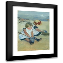 Mary Cassatt 12x14 Black Modern Framed Museum Art Print Titled - Children Playing on the Beach (1884)