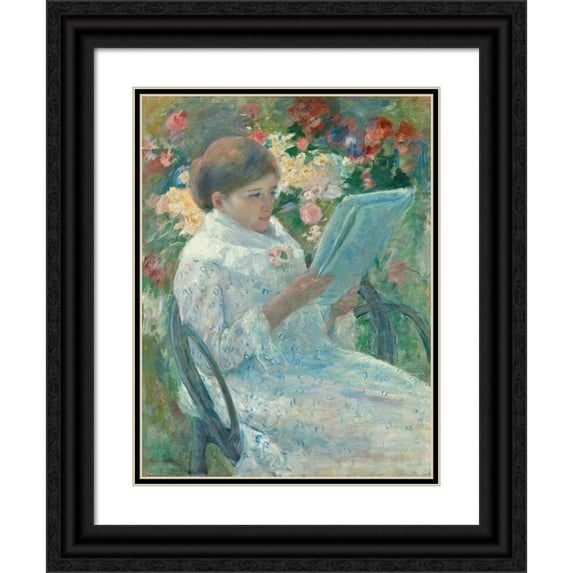 Mary Cassatt 19x24 Black Ornate Framed Double Matted Museum Art Print Titled: On a Balcony (1878-79)