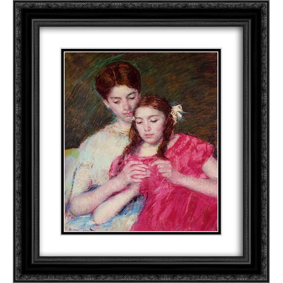 Mary Cassatt 2x Matted 20x22 Black Ornate Framed Art Print 'The Crochet Lesson'