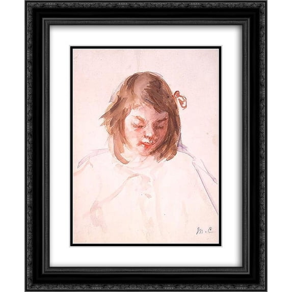 Mary Cassatt 2x Matted 20x24 Black Ornate Framed Art Print 'Head of Francoise Looking Down (no.4)'