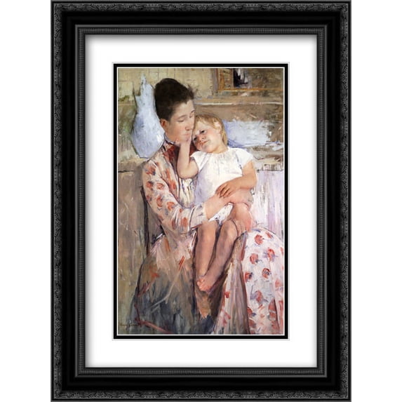 Mary Cassatt 2x Matted 20x24 Black Ornate Framed Art Print 'Mother And Child'