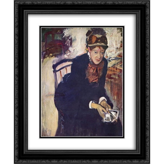 Mary Cassatt 2x Matted 20x24 Black Ornate Framed Art Print 'Portrait of Miss Cassatt, holding the cards'