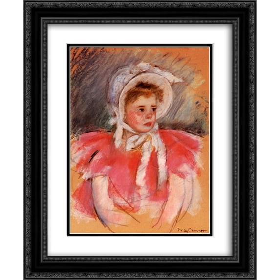 Mary Cassatt 2x Matted 20x24 Black Ornate Framed Art Print 'Simone in White Bonnet Seated with Clasped Hands (no.1)'