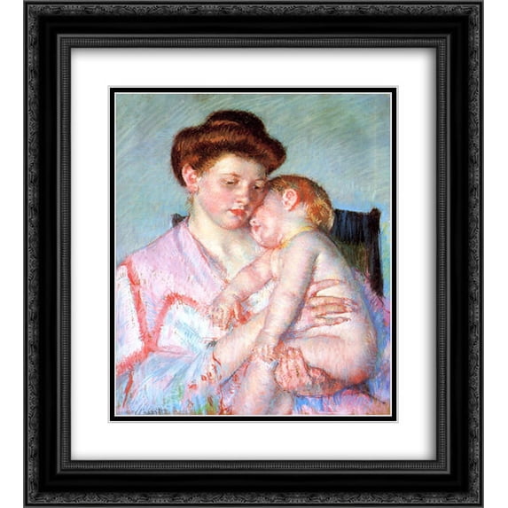 Mary Cassatt 2x Matted 20x24 Black Ornate Framed Art Print 'Sleepy Baby'