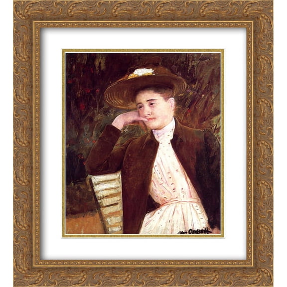 Mary Cassatt 2x Matted 20x24 Gold Ornate Framed Art Print 'Celeste in a Brown Hat'