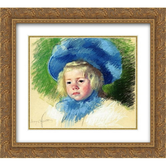 Mary Cassatt 2x Matted 22x20 Gold Ornate Framed Art Print 'Head of Simone in a Large Plumes Hat, Looking Left'