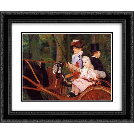 Mary Cassatt 2x Matted 24x20 Black Ornate Framed Art Print 'Woman and Child Driving'