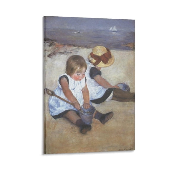 Mary Cassatt Children on The Beach 1884 Painting Art Poster Wall Art Poster Gifts Bedroom Prints Home Decor Hanging Picture Canvas Painting Posters 24x36inch(60x90cm)