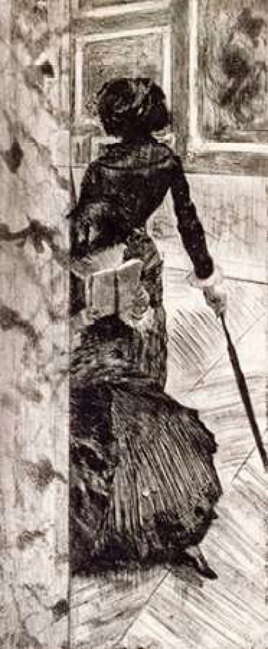 Mary Cassatt at the Louvre Canvas Art - Edgar Degas (24 x 48)