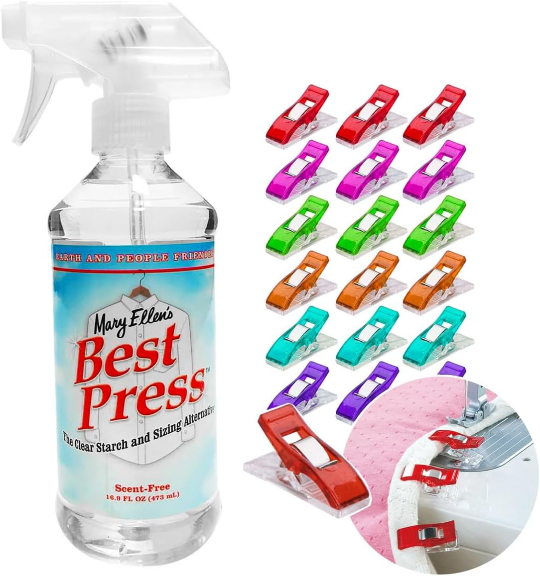 Mary Ellen's Best Press Starch Spray for Ironing, 20 Sewing Clips, Size: 16.9 oz