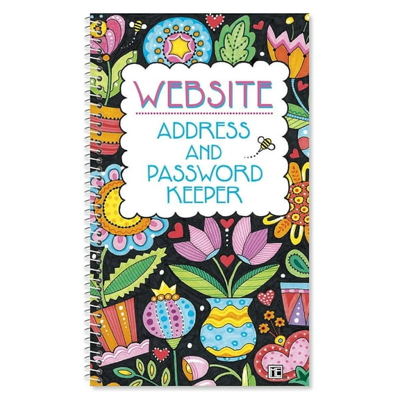 Mary Engelbreit Password and Pin Keeper, 94 Pages 5" x 8.5", Softcover Spiral-Bound Login Organizer by Current