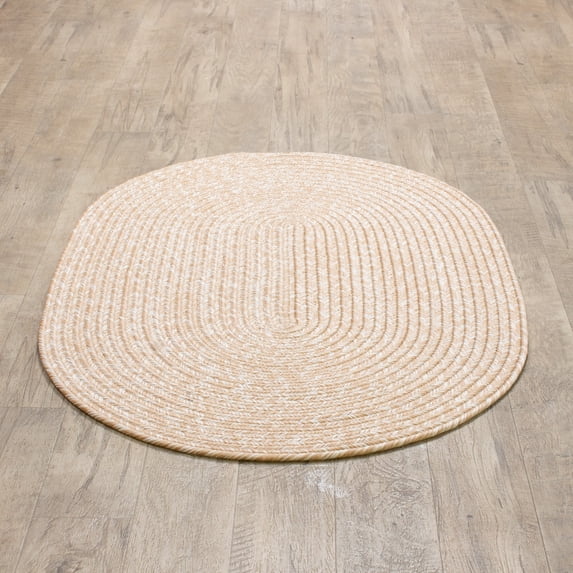 Mary Farmhouse Beige / Brown Braided Area Rug 4' x 6' Oval
