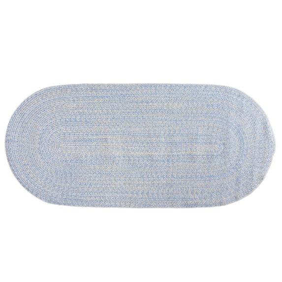 Mary Farmhouse Blue, Beige Braided Area Rug 2' 6" x 6' Runner