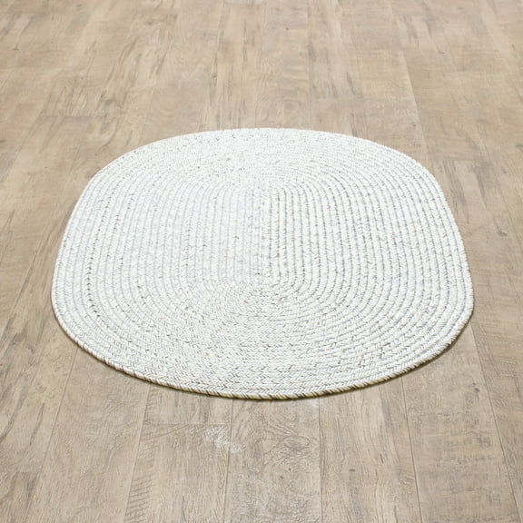 Mary Farmhouse Ivory Braided Area Rug 2' x 3' Oval