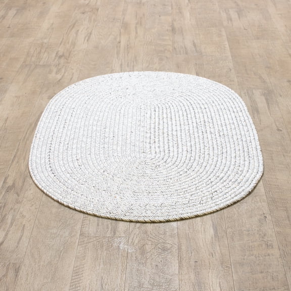 Mary Farmhouse Ivory Braided Area Rug 3' x 5' Oval