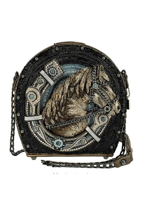 Beaded Ready to Ride Horse Black Blue Handbag Bag Shoe New