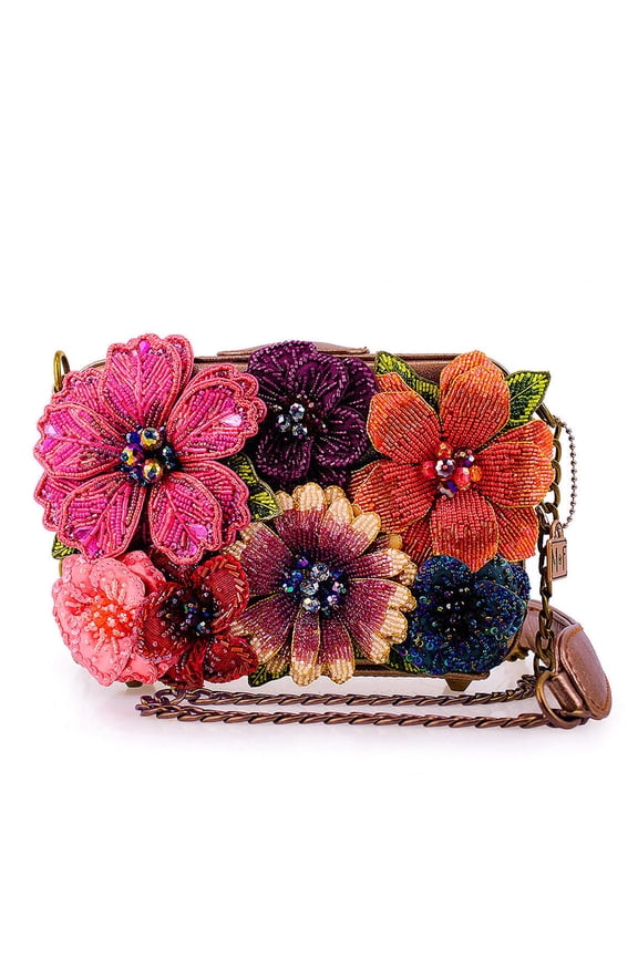 Fresh Picked Beaded Floral Handbag Crossbody Bag Bronze Purse NEW