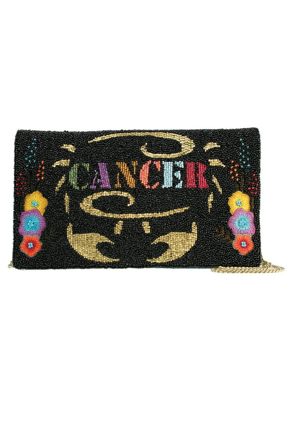 Horoscope Cancer Zodiac Clutch Black Beaded Limited Bag Purse Bag