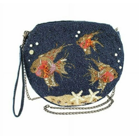 Mary Frances No Filter Fish Bowl Swim Blue Aqua Beaded Bag Handbag NEW