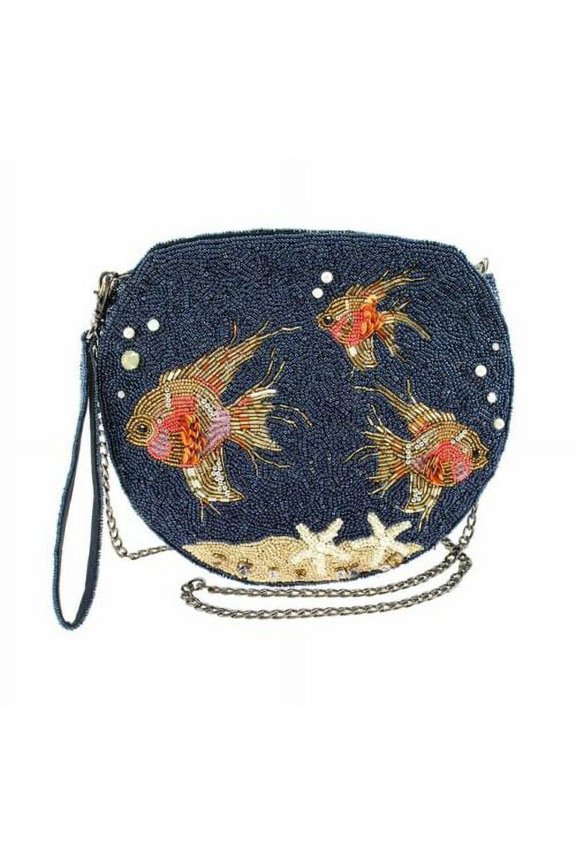 No Filter Fish Bowl Swim Blue Aqua Beaded Bag Handbag NEW