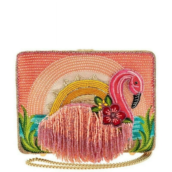 Mary Frances Pink Tropics Beaded Crossbody Flamingo Handbag Multi Bag New