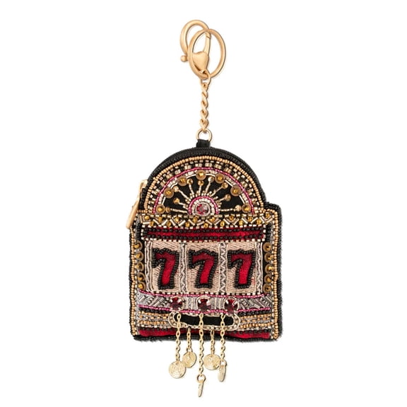 Mary Frances Spin To Win Beaded Slot Machine Coin Purse Zip Key Ring Black NEW
