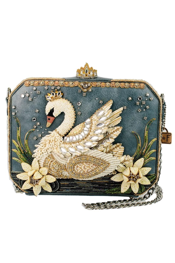 Swan Princess Swan Handbag Bag Flowers Bird Silver White Purse NEW