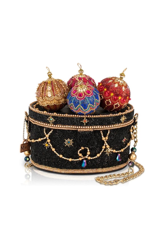 Tree Trimmings Beaded Bag Ornament Handbag Black Gold Purse NEW